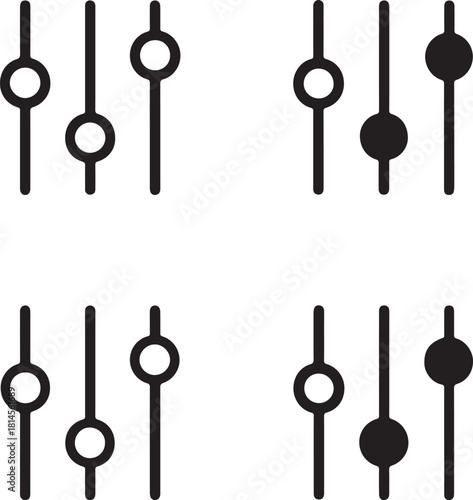 Isolated Settings Slider, Settings Slider icon, Settings Slider control panel, adjustment interface, black vector tool symbol, option slider design for buyers