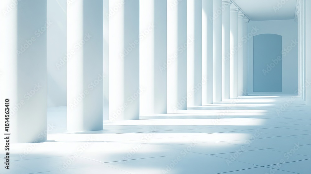 Obraz premium Modern architectural design with bright light and shadow creating a dynamic, elegant corridor perfect for a sophisticated, clean, and minimalist aesthetic