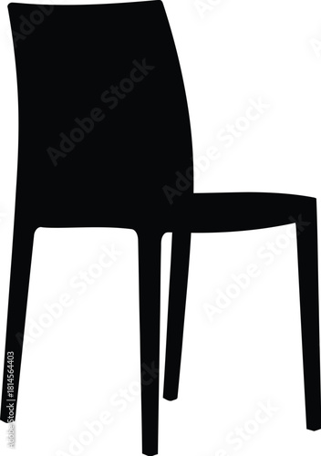 Silhouette of a modern dining chair with a tall back and four legs