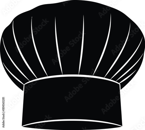Black silhouette of a classic tall chef hat, toque blanche, for culinary design
