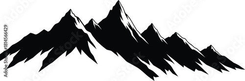 Striking black silhouette graphic depicting a rugged mountain range with sharp, jagged peaks, for versatile design use