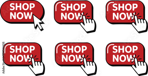 Shop now button icon set