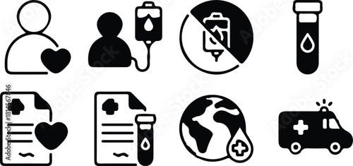 medical healthcare black icons set vector 
