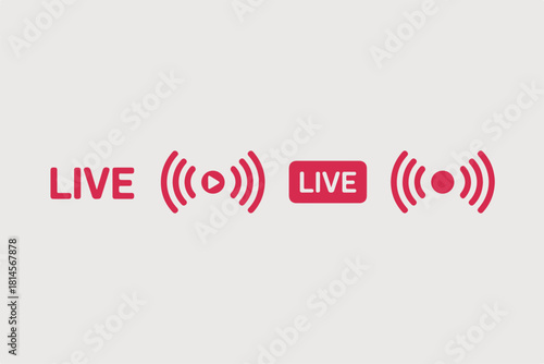 Live streaming icons set
