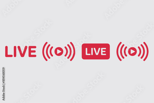 Live stream icon set for online broadcasting