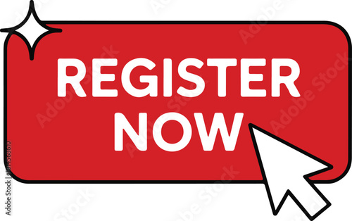 Button register now with mouse cursor