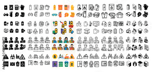 Diverse safety equipment and signs collection