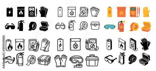 Safety equipment icons for industrial use
