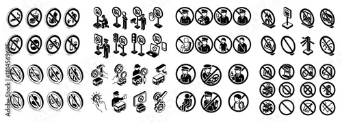 Isometric prohibited sign collection