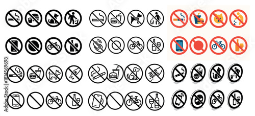 Diverse no symbol collection for various activities