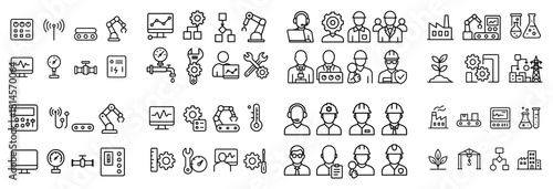 Industrial and technological line icons collection