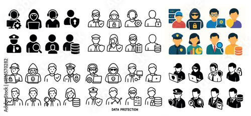 Diverse icons for data privacy and security