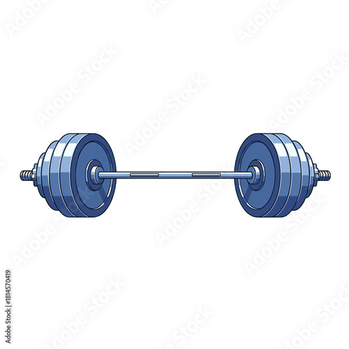 Blue Barbell Vector for Strength Training and Gym Workouts on Transparent Background
