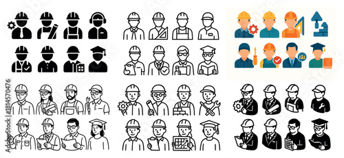 Diverse occupations and professional icons set