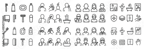 Personal care icon set with various activities
