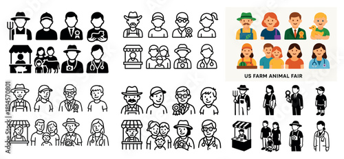 Diverse farm fair characters in various styles