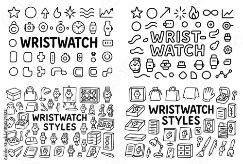 Wristwatch styles and icons collection