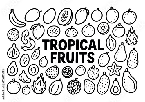 Tropical Fruits Doodle