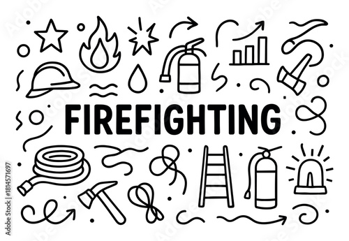 Firefighting Icons Doodle