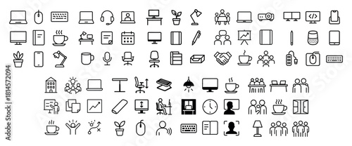 Office icon set for workspaces