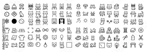 Diverse cat icons collection set