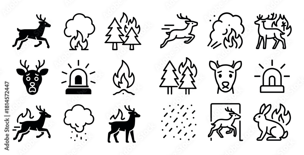 Obraz premium Forest Fire Icons