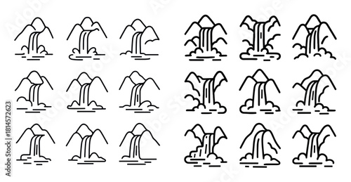 Mountain Waterfall Icons