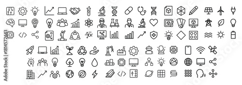 Scientific and technology icons set