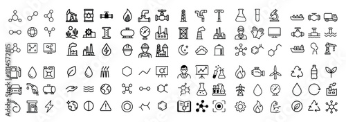 Science and industry line icons collection