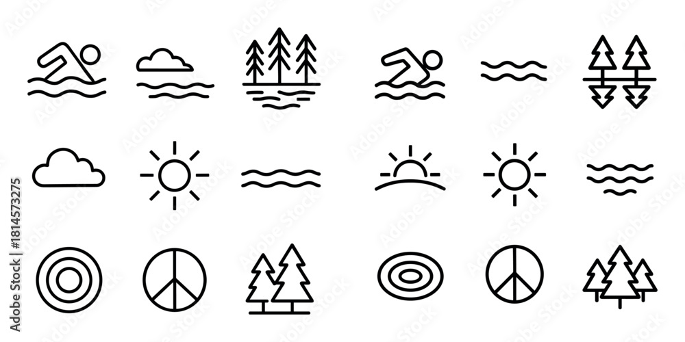Fototapeta premium Minimalist Lake Icons