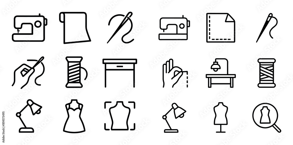 Fototapeta premium Sewing Tool Icons