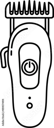 Electric hair clippers grooming tool for cutting and trimming hair vector illustration icons, silhouette