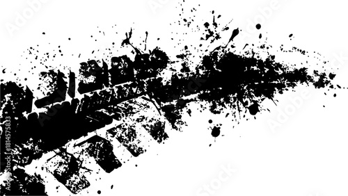 Tire trace track wheels texture and background, Auto tire tread grunge, Car wheel tyre tread track black tyre print,