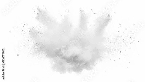 White paint color powder explosion. White powder explosion creating a dynamic cloud effect on a white background for creative projects.
