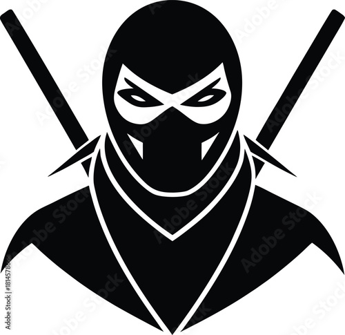 Masked Ninja with Katanas Silhouette Icon
