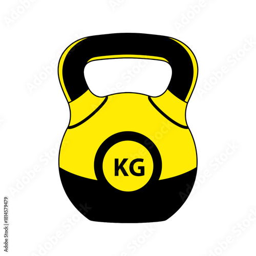 Yellow Kettlebell Weightlifting Vector Icon for Fitness and Gym Workouts on transparent background