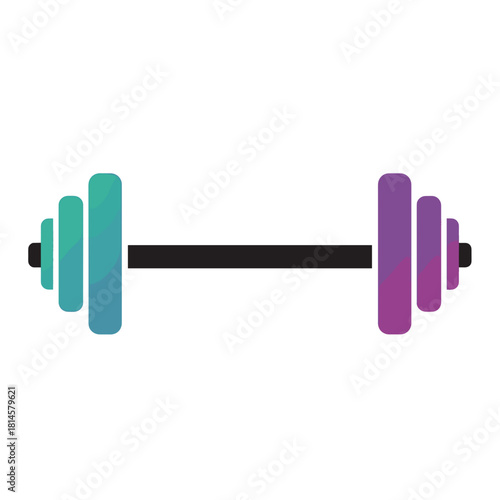 Vector Barbell Icon, Modern Weightlifting Equipment with Gradient Colors on Transparent Background
