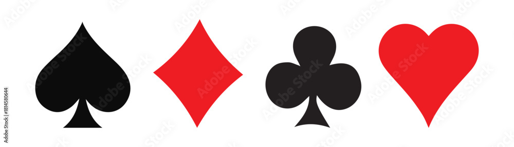 Obraz premium black and red Poker card suits set. playing Poker card suits symbols.