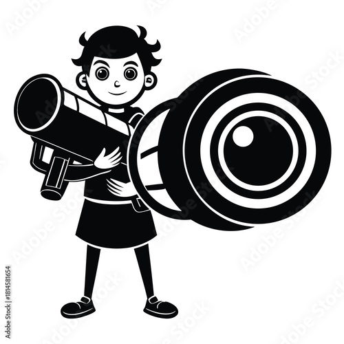 person holding a massive camera