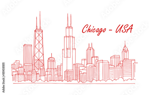 sketch drawing of chicago city - usa (artwork 1)