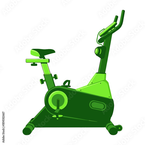 Green Exercise Bike Vector Illustration for Fitness, Gym, and Home Workout on transparent background