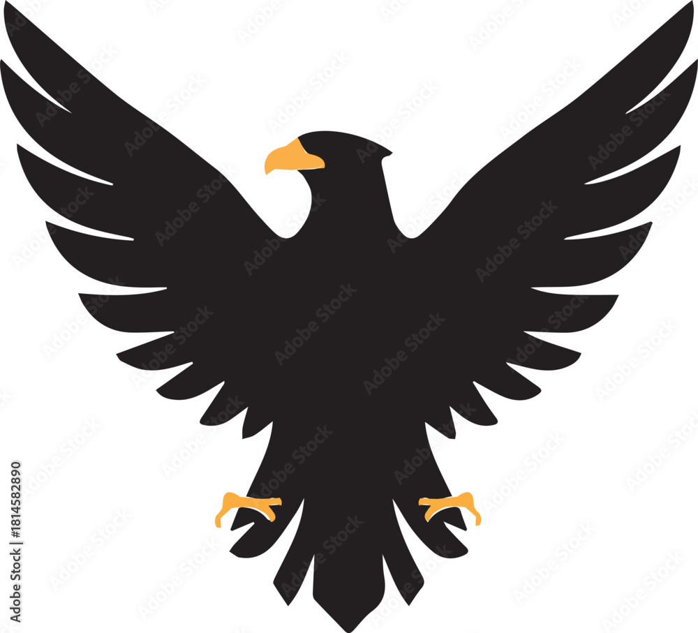 Obraz premium Black eagle silhouette with spread wings