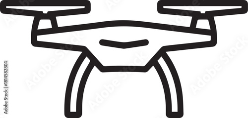 Simple black and white line icon of a quadcopter drone
