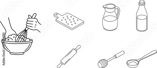 Sketch of various objects on a white background