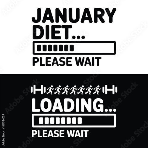 January Diet and Fitness Resolution with Loading Bar Graphic