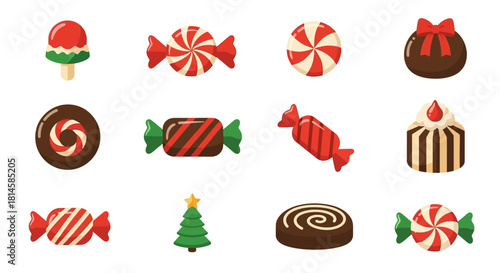 Collection of colorful and delightful sweets and candies in various shapes and sizes, perfect for celebrations and festive occasions