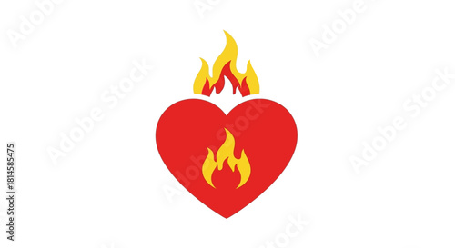 Fiery Heart A Symbol of Passion, Love, and Intense Emotions, Burning Brightly with Flames