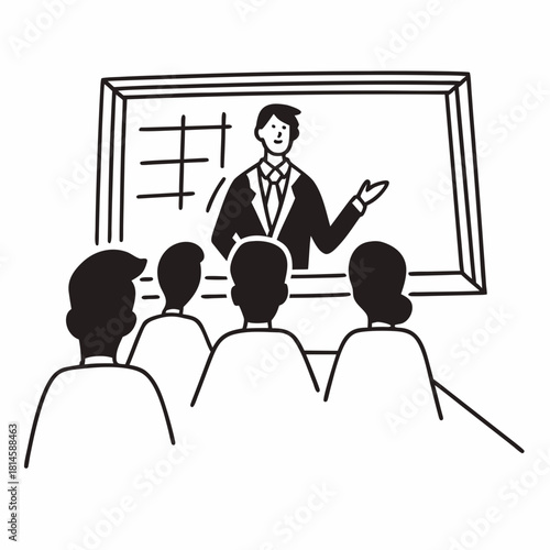 Teacher Giving Lecture to Class – Education and Learning Vector Illustration
