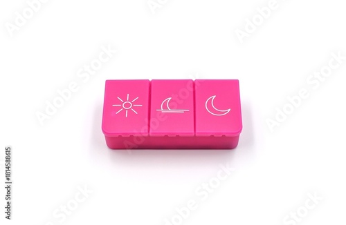 Tableau sur toile A pill organizer with compartments on a white background