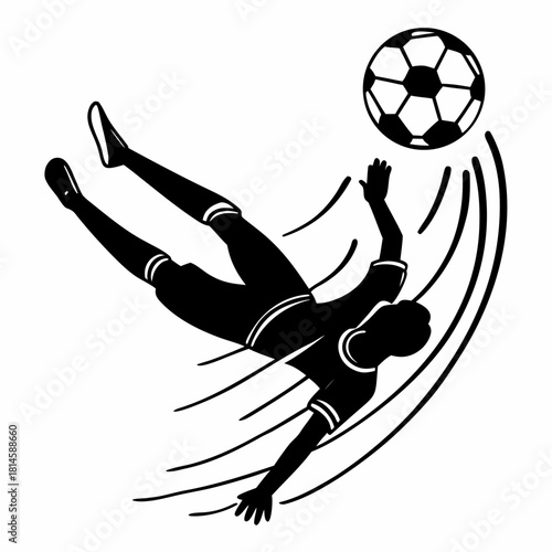 Soccer Player Performing Bicycle Kick Silhouette